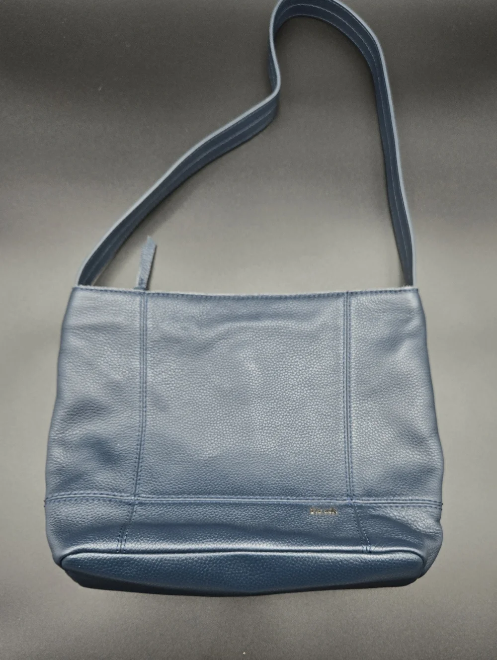 The Sak Navy Blue Pebbled Leather Shoulder Bag - Minimalist Hobo